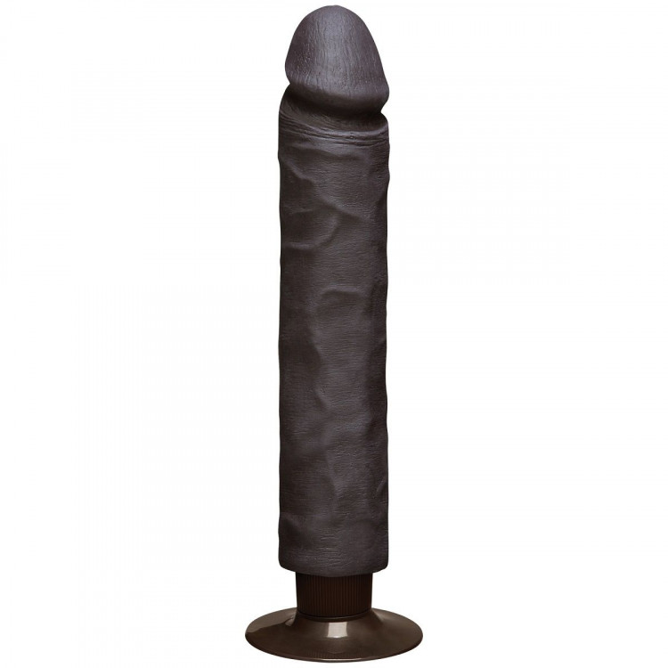 Коричневый вибратор The Realistic Cock ULTRASKYN Without Balls Vibrating 10” - 29,2 см.