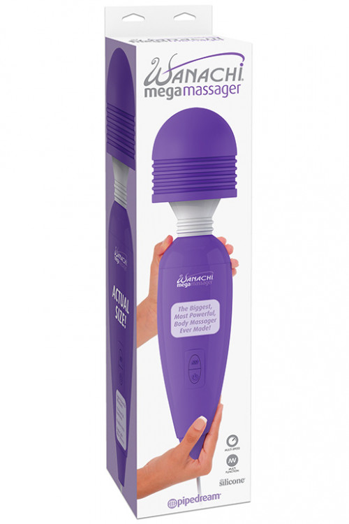 Фиолетовый вибромассажер Mega Wanachi - 43 см.