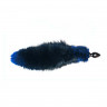 Чёрная малая анальная пробка с синим лисьим хвостом