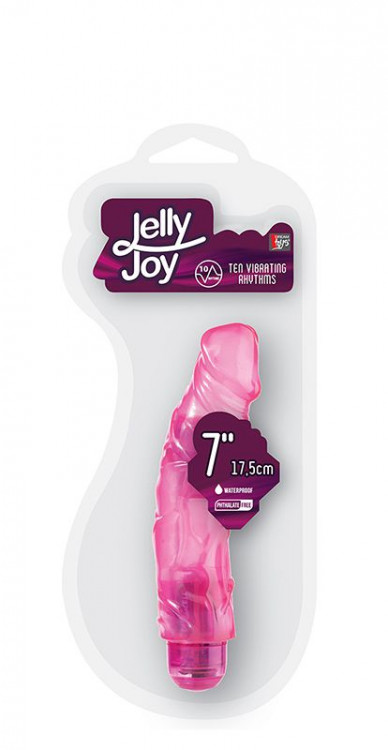 Розовый гелевый вибромассажёр JELLY JOY 7INCH 10 RHYTHMS PINK - 17,5 см.