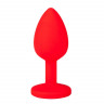 Красная анальная втулка с красным кристаллом - 7,3 см. 