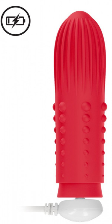 Красная вибропуля Turbo Rechargeable Bullet Lush - 9,8 см.
