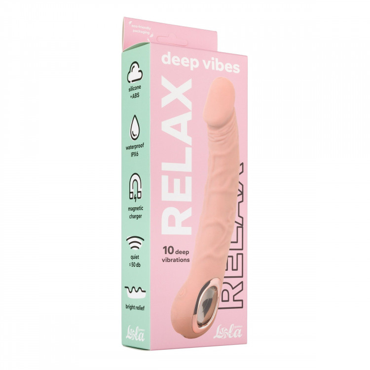 Телесный перезаряжаемый реалистичный вибратор Relax - 22 см.