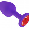 Фиолетовая силиконовая пробка с красным кристаллом - 7,3 см.