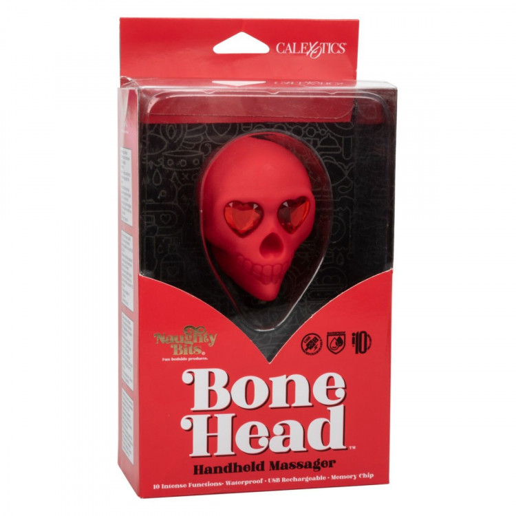 Красный вибромассажер в форме черепа Bone Head Handheld Massager