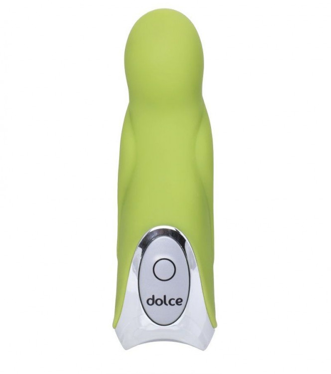 Нежно-зелёный вибратор Dolce Jaxon - 12,5 см.