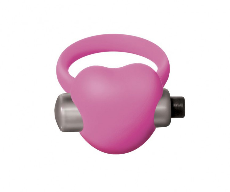 Розовое эрекционное виброкольцо Emotions Heartbeat Light pink 