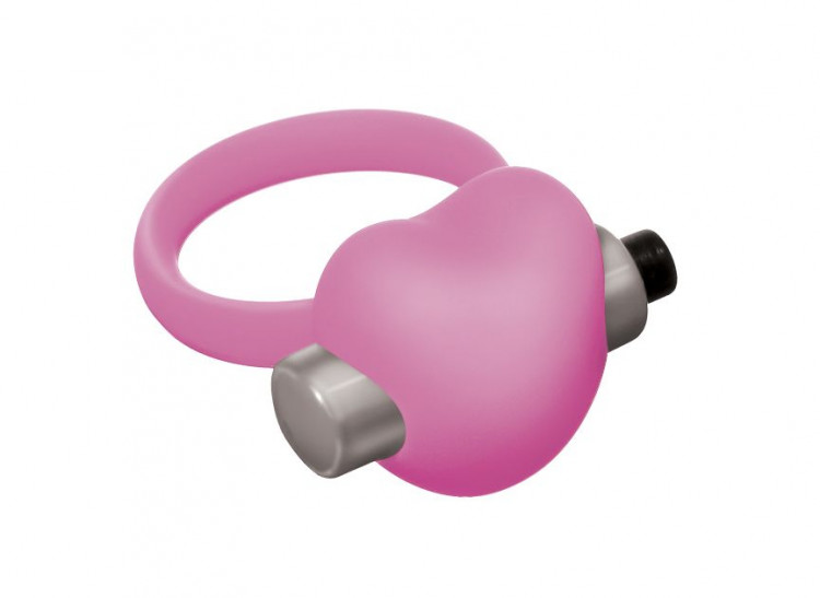 Розовое эрекционное виброкольцо Emotions Heartbeat Light pink 
