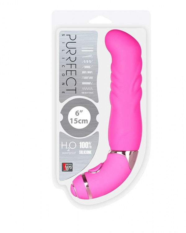 Розовый силиконовый вибратор PURRFECT SILICONE 6INCH 10FUNCTIONS - 15 см.
