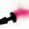 Чёрная анальная пробка с розовым хвостом