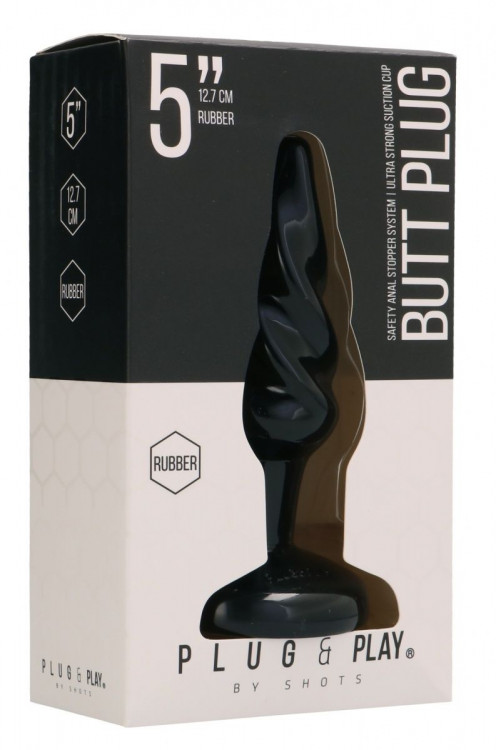 Черная витая анальная пробка Rounded 5 Inch - 12,7 см.