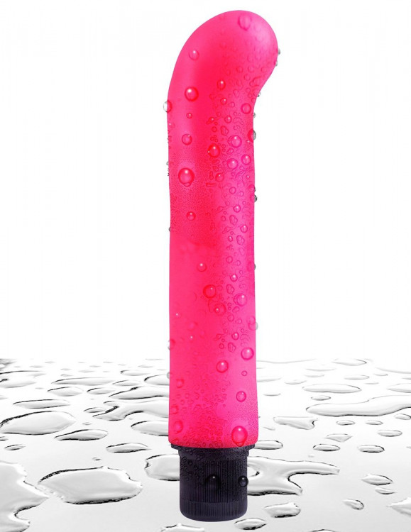 Ярко-розовый вибромассажер с загнутым кончиком XL G-Spot Softees - 16,2 см.