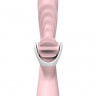 Розовый вибратор с клиторальным стимулятором-вертушкой LICKING SENSATION