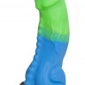 Голубой фаллоимитатор  Ночная Фурия Medium  с зелёным кончиком - 24,5 см.