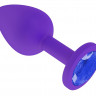 Фиолетовая силиконовая пробка с синим кристаллом - 7,3 см.