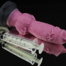 Розовый фаллоимитатор собаки  Акита  с эякуляцией - 25 см.
