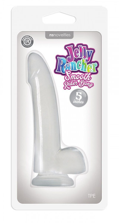 Прозрачный фаллоимитатор на присоске Jelly Rancher 5 Smooth Rider Dong - 15 см.