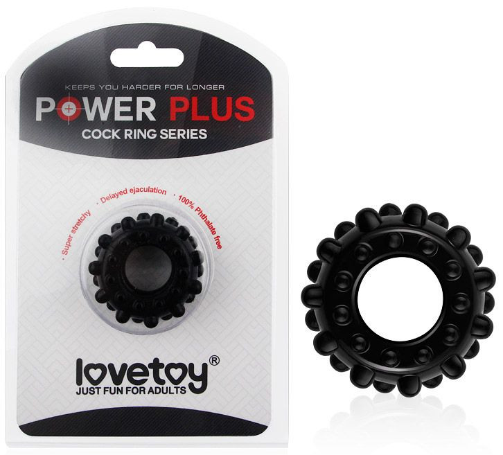Черное эрекционное кольцо POWER PLUS Cockring