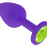 Фиолетовая силиконовая пробка с лаймовым кристаллом - 7,3 см.