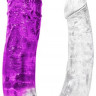 Прозрачно-фиолетовый изогнутый двусторонний фаллоимитатор - 39 см.