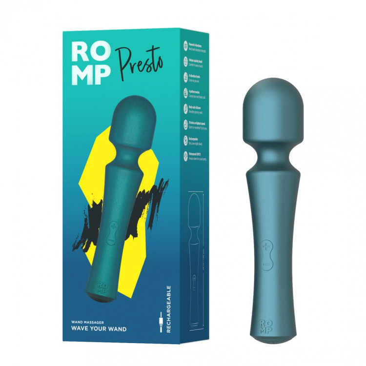 Зеленый wand-вибратор Romp Presto - 20 см.