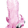 Розовая насадка-удлинитель с пупырышками, усиками и вибрацией