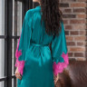 Шелковый халат Bella с кружевной оторочкой рукавов