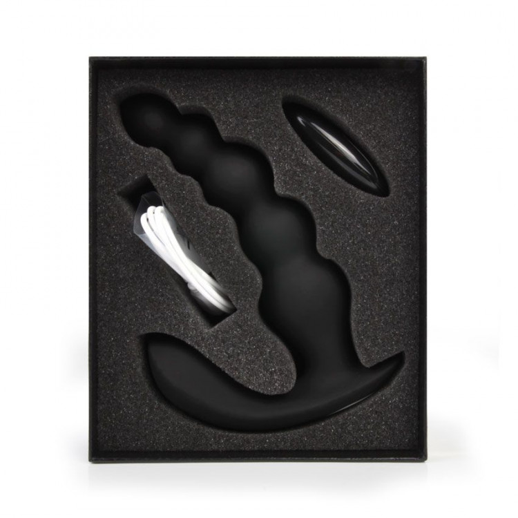 Черная анальная виброёлочка Anal Bead Vibrator с пультом ДУ
