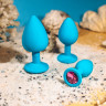 Большая голубая анальная пробка Emotions Cutie Large с розовым кристаллом - 10 см. Большая голубая анальная пробка Emotions Cutie Large с розовым кристаллом - 10 см.
