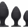 Набор из 3 черных анальных пробок Rippled Butt Plug Set