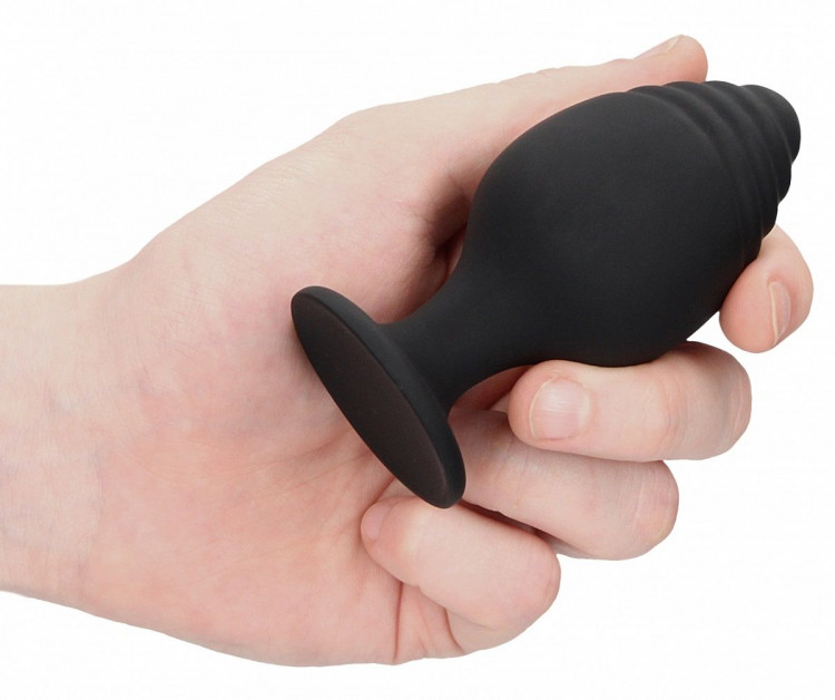 Набор из 3 черных анальных пробок Rippled Butt Plug Set