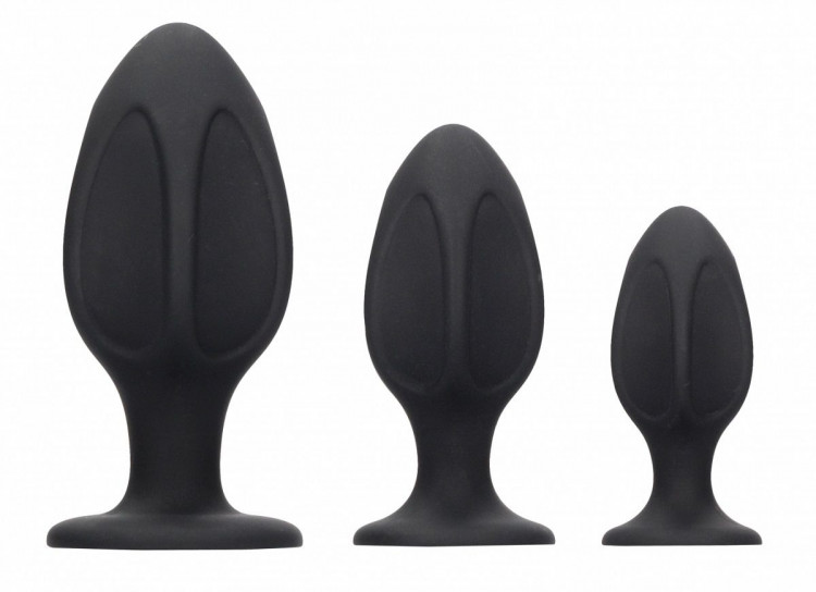 Набор из 3 черных анальных пробок Diamond Shape Butt Plug Set