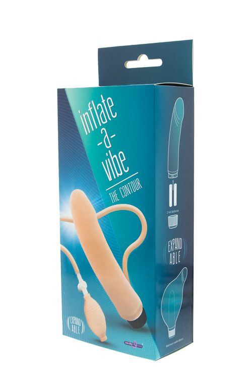 Телесный вибромассажёр с функцией расширения INFLATE A VIBE CONTOUR - 20,5 см.