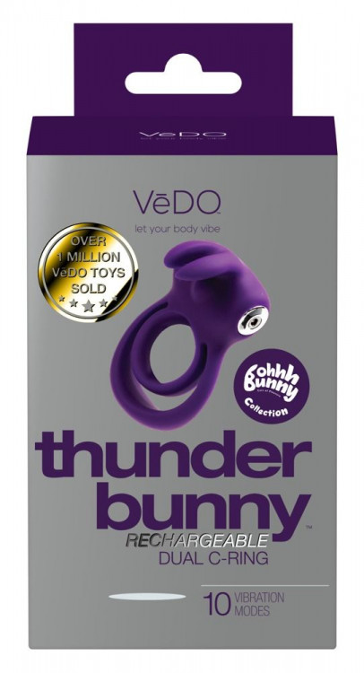 Фиолетовое эрекционное кольцо VeDO Thunder Bunny