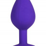 Фиолетовая анальная пробка с радужным кристаллом - 8 см.