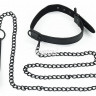 Черный ошейник Bondage Fetish Black Matt Collar With Leash с цепочкой-поводком Черный ошейник Bondage Fetish Black Matt Collar With Leash с цепочкой-поводком