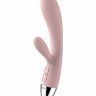 Нежно-розовый вибратор Alice с клиторальным стимулятором - 17 см.