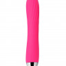 Ярко-розовый вибратор Angel с ребристым стволом, клиторальным отростком и нагревом - 19 см.