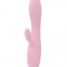 Нежно-розовый вибратор Kiara с клиторальным отростком - 18,3 см.
