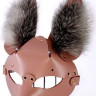 Розовая маска  Зайка  с меховыми ушками