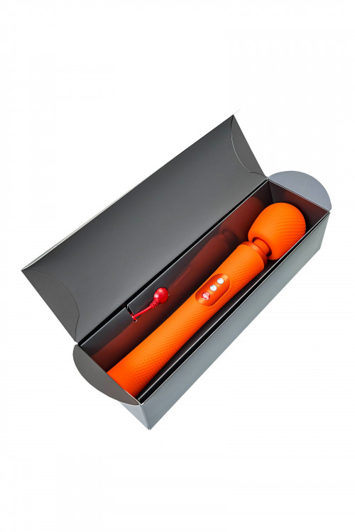 Оранжевый вибромассажер Vim Vibrating Wand - 31,3 см.