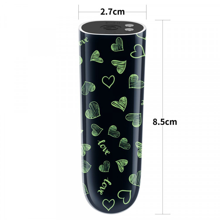 Мини-вибратор Rechargeable Glow-in-the-dark Heart Massager - 8,5 см.