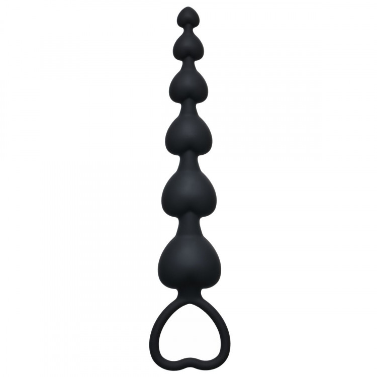 Чёрная анальная цепочка Heart s Beads Black - 18 см.