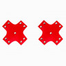 Красные пэстисы-кресты из экокожи с клепками