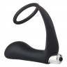 Черное эрекционное кольцо с вибропробкой Vibrating Anal Plug With Cockring