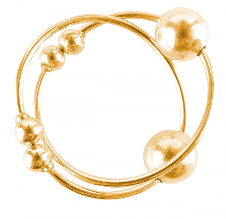 Золотистые клипсы на грудь с шариком Gold Nipple Bull Rings
