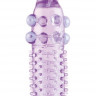 Гелевая фиолетовая насадка с шариками, шипами и усиком - 11 см.