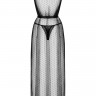Восхитительный длинный полупрозрачный пеньюар с атласным поясом