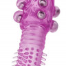 Стимулирующая фиолетовая насадка с шипами и шишечками - 13,5 см.