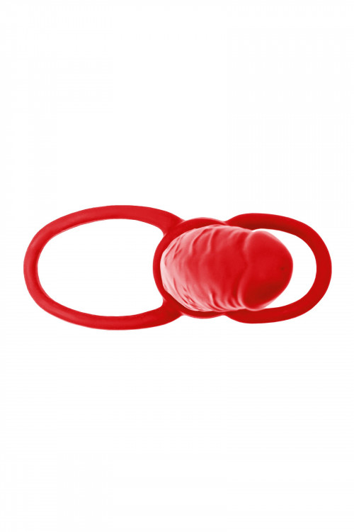 Красная насадка на пенис для двойного проникновения Black Red - 16,5 см.
